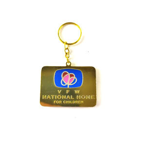 Vintage Keychain VFW National Home For Children Key Ring Metal Fob American Flag